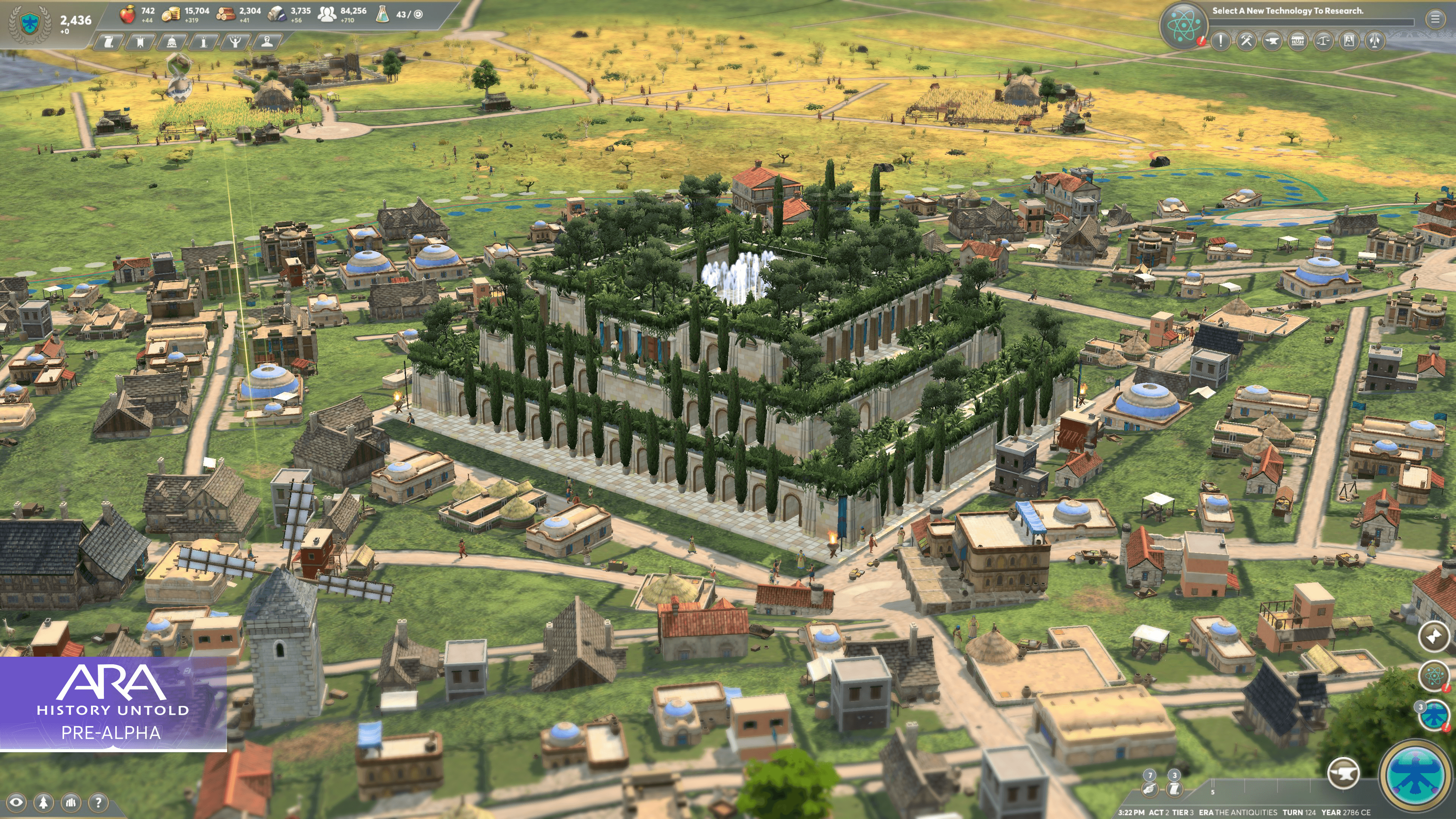 Screenshot of the Hanging Gardens of Nineveh Triumph from the Ara: History Untold Pre-Alpha