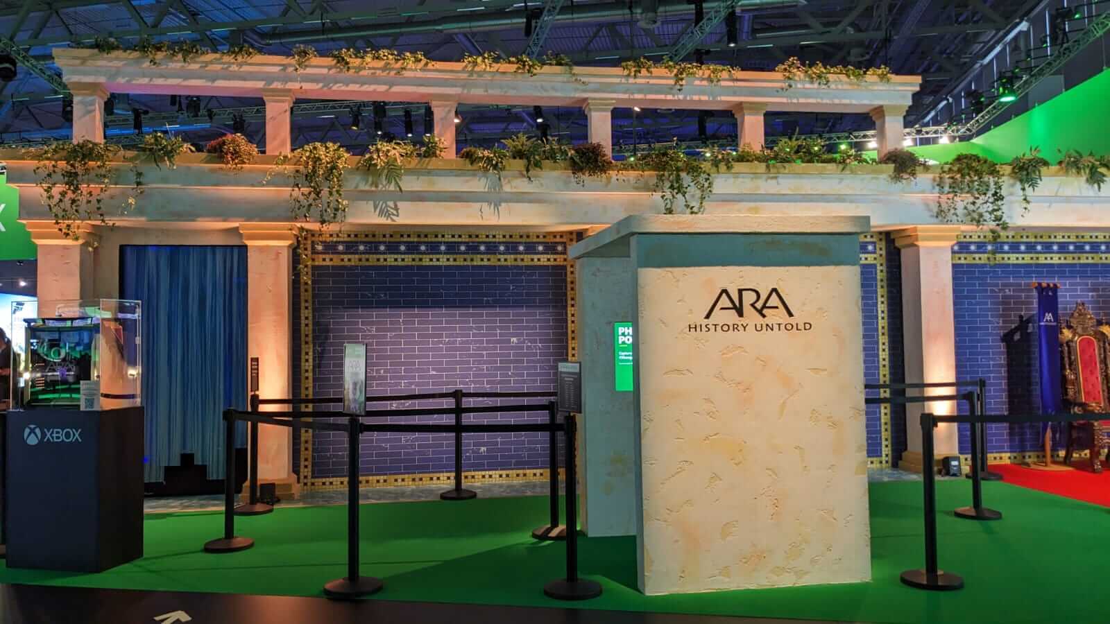 Ara: History Untold's Gamescom booth themed after the hanging gardens of Nineveh