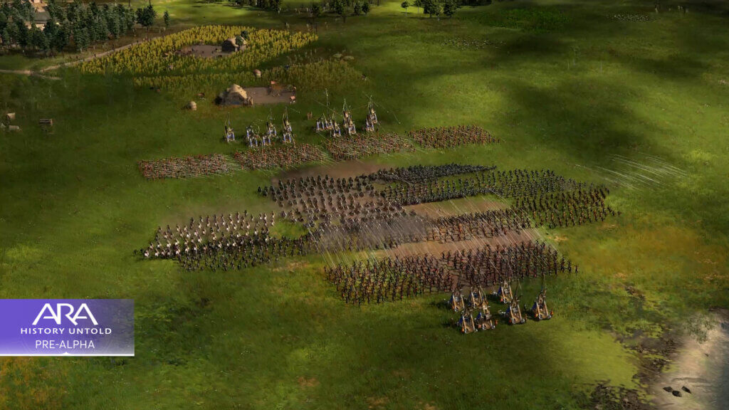 A screenshot of Ara: History Untold showing units in combat