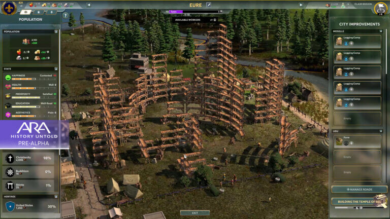 A screenshot from Ara: History Untold of a construction site.