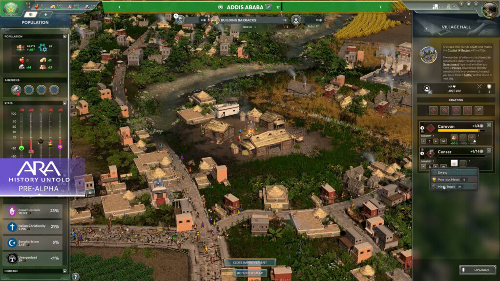 A screenshot of Ara: History Untold's crafting screen