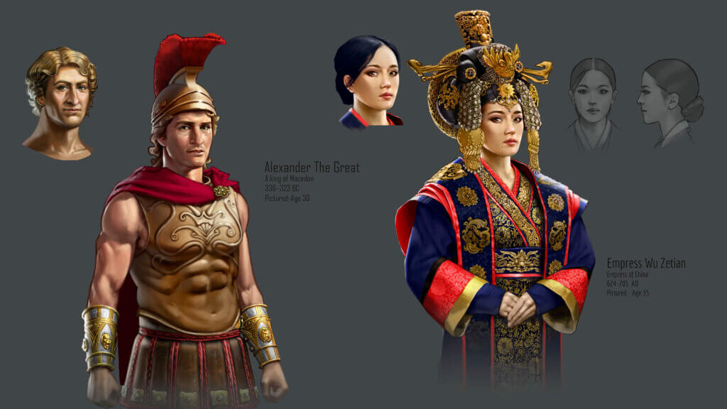 Concept art of Wu Zetian and Alexander the Great