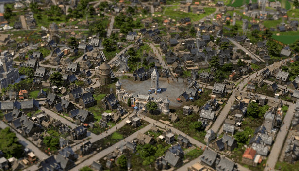 A screenshot from Ara: History Untold overlooking a city
