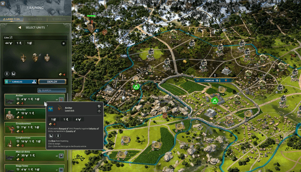 A screenshot of Ara: History Untold creating army screens